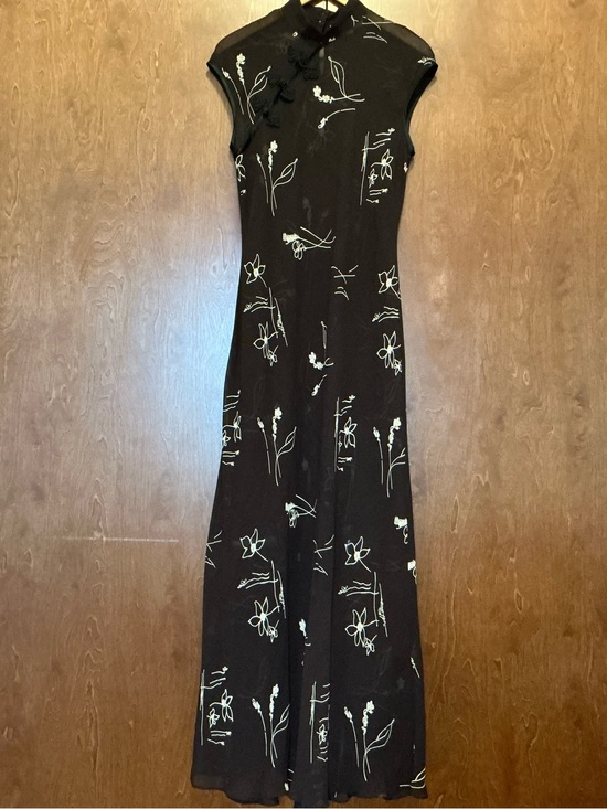 Vintage Dresses & Skirts - Vintage Ronni Nicole Long Semi Sheer Dress Brown 10 Delicate Flowers Elegant